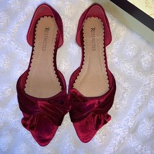 Wine Colored Velvet Ballet Flats